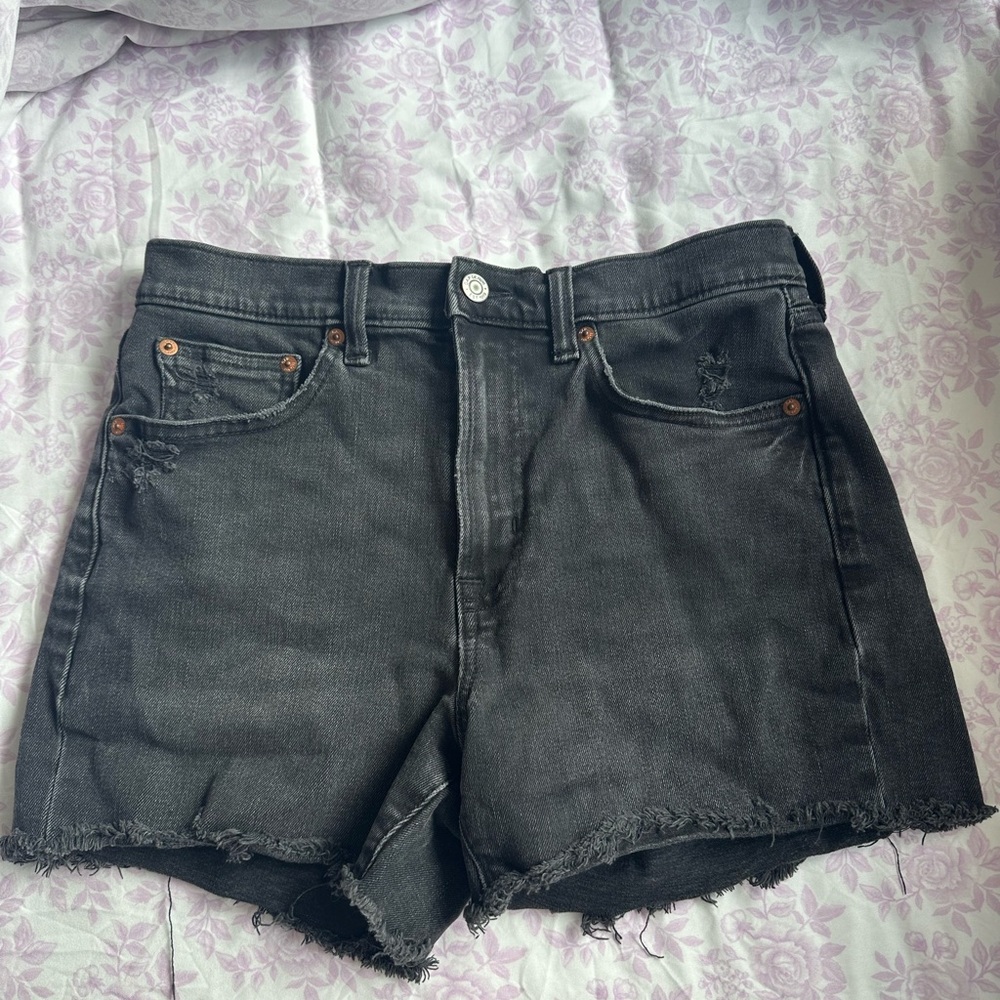 GAP Black Jean Shorts High-Waisted Cut-Off Style